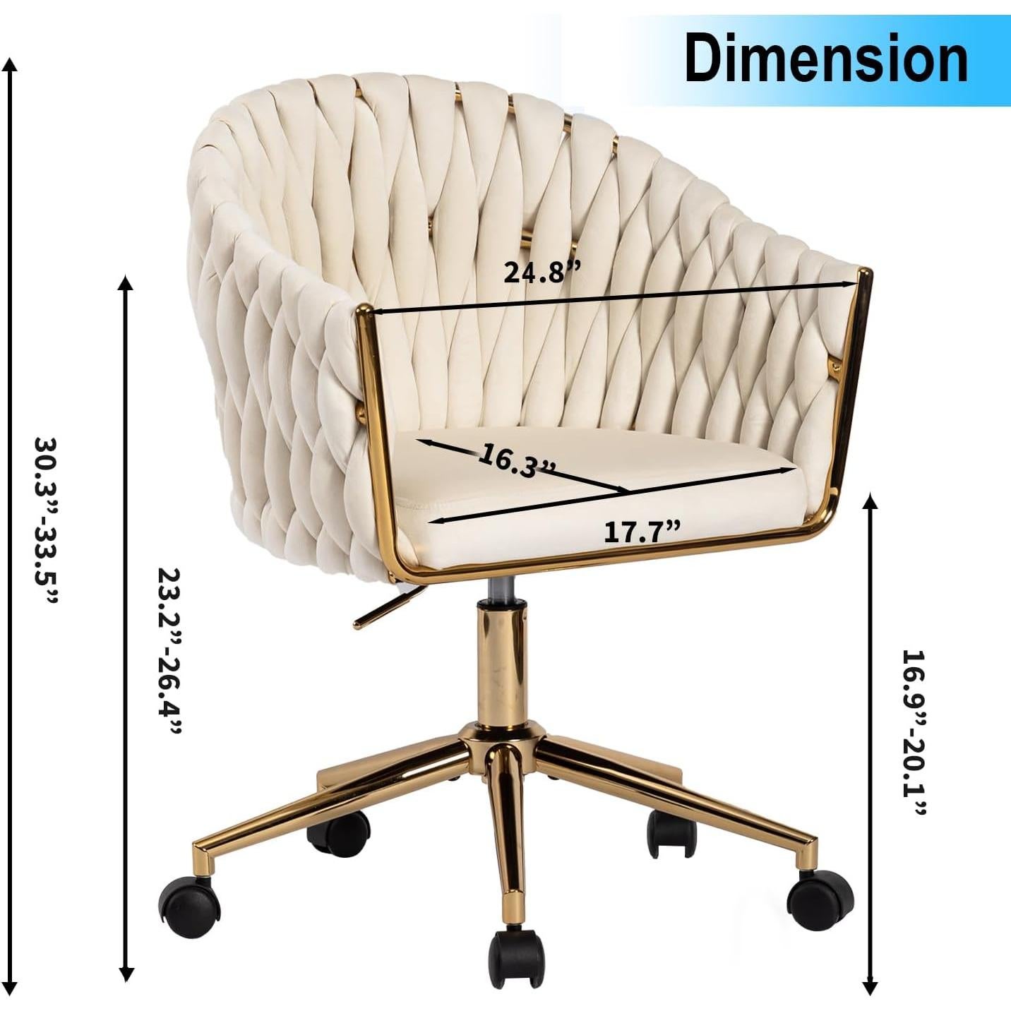 Silla de Oficina Comermax de Terciopelo Beige Ajustable