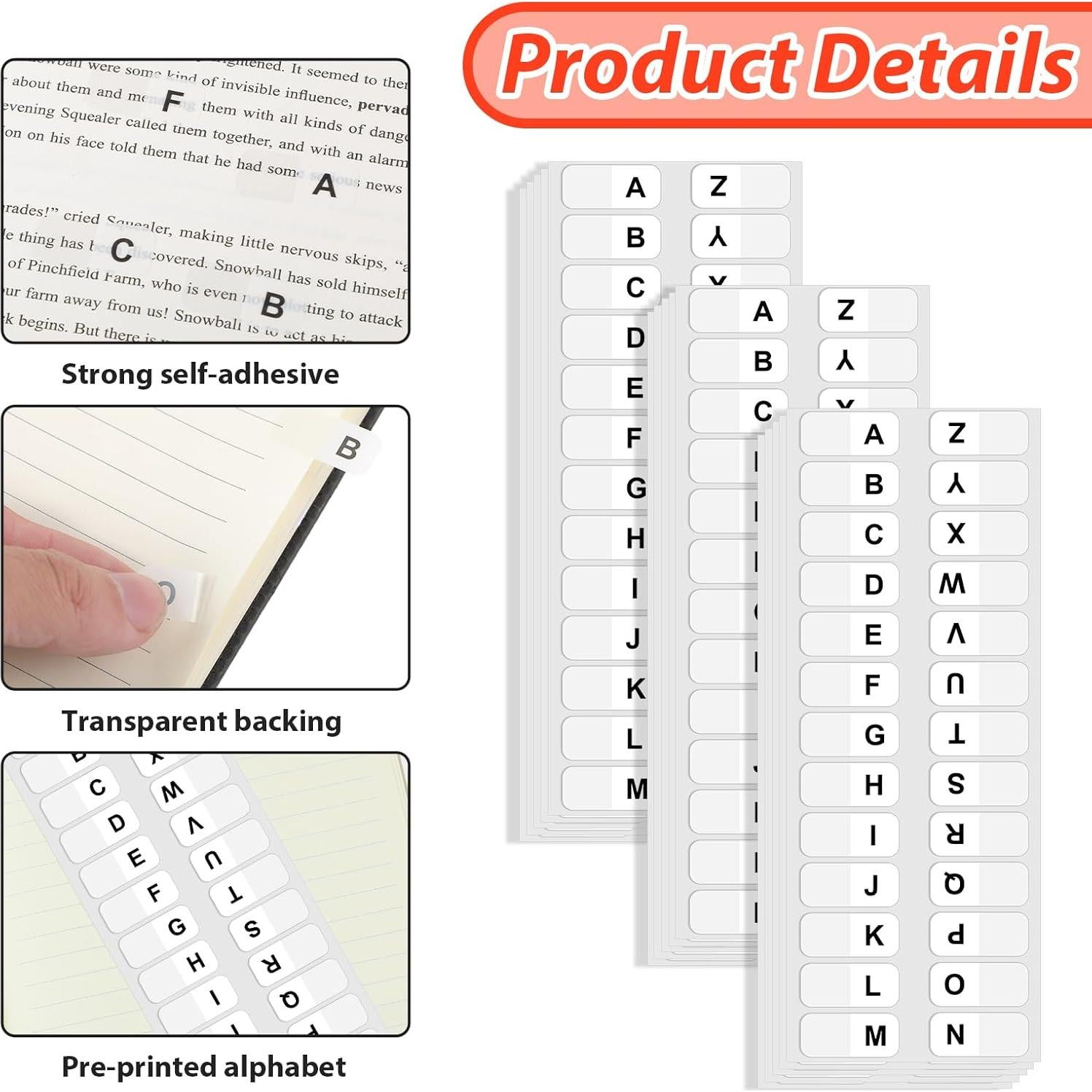Etiquetas Adhesivas Alfabéticas KALIONE 390 Pcs PVC Negro