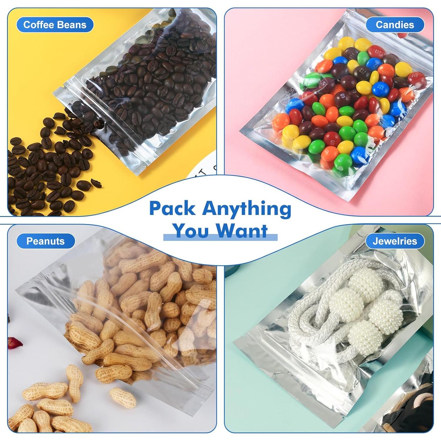 Paquete de 100 Bolsas Mylar Recerrables 10x15 cm Circloophs