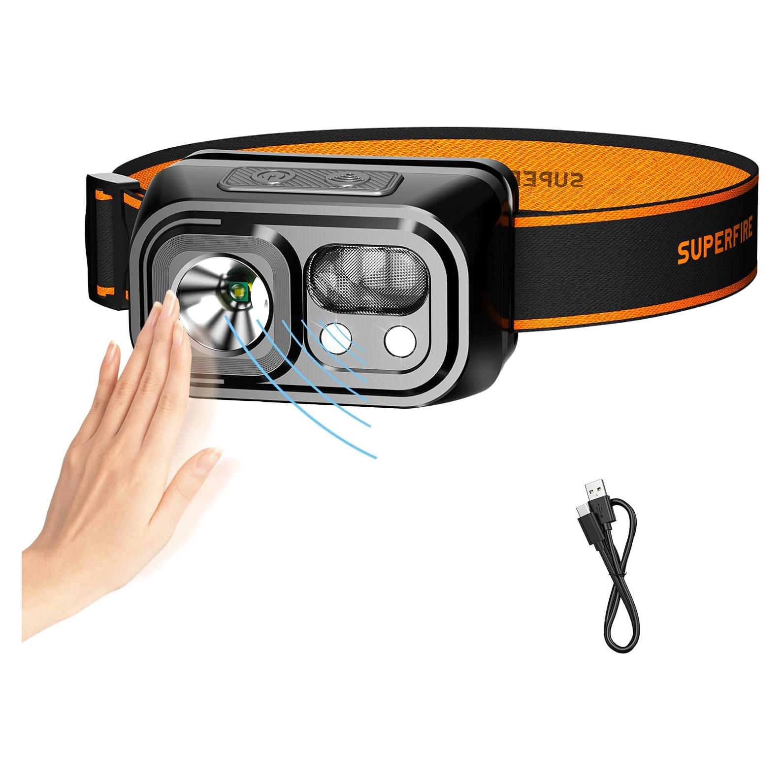 Linterna Frontal Recargable SuperFire HL23-S 800 Lúmenes IP44