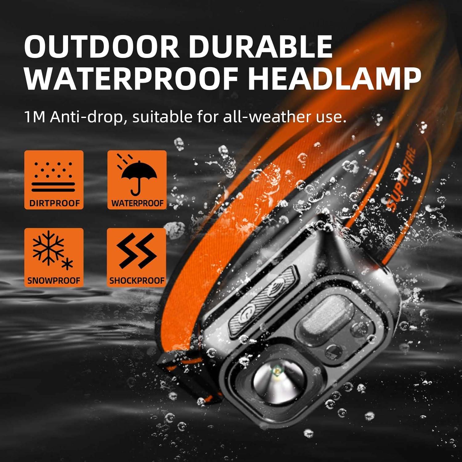 Linterna Frontal Recargable SuperFire HL23-S 800 Lúmenes IP44