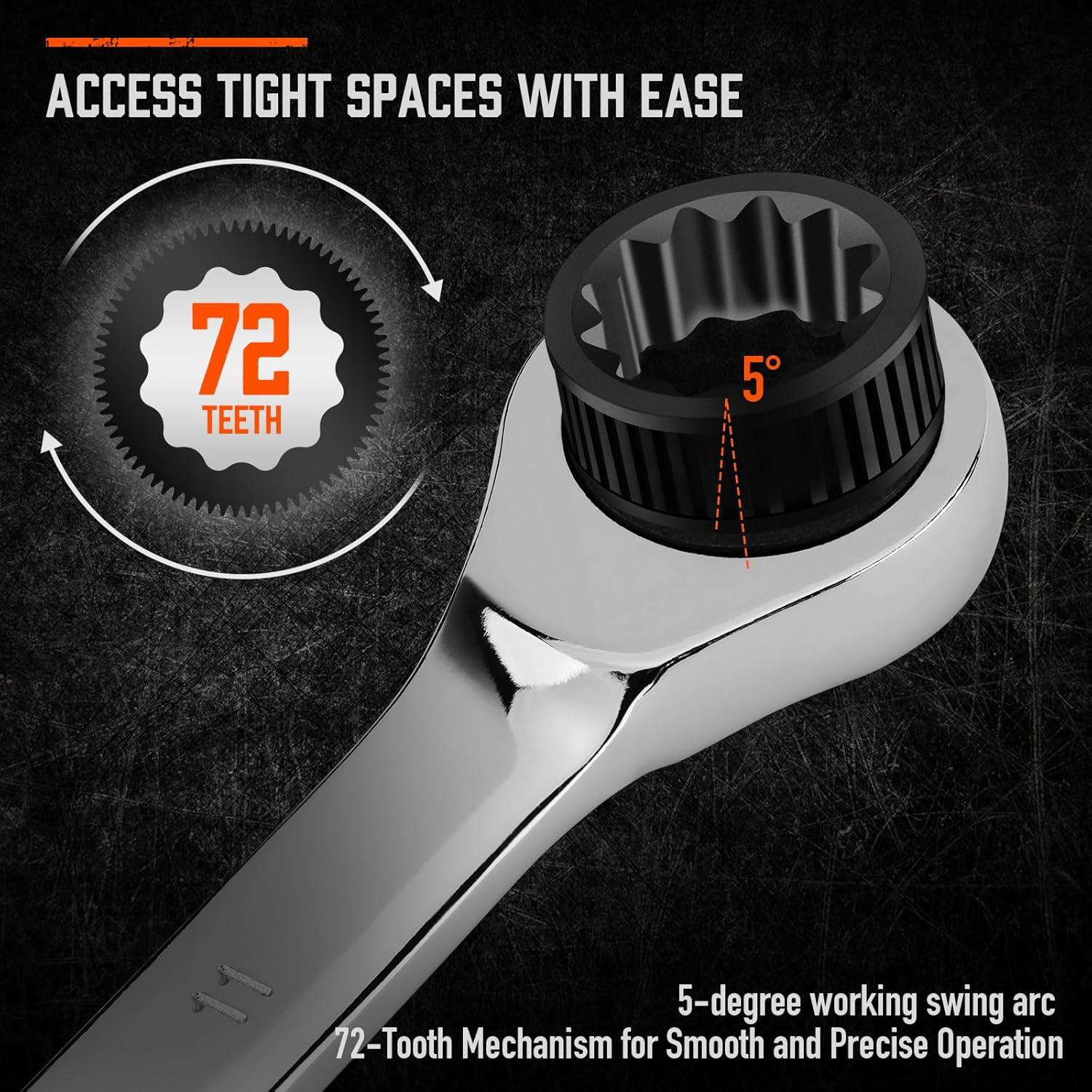 Juego de Llaves de Carraca 13 Piezas HORUSDY Acero 6-19mm