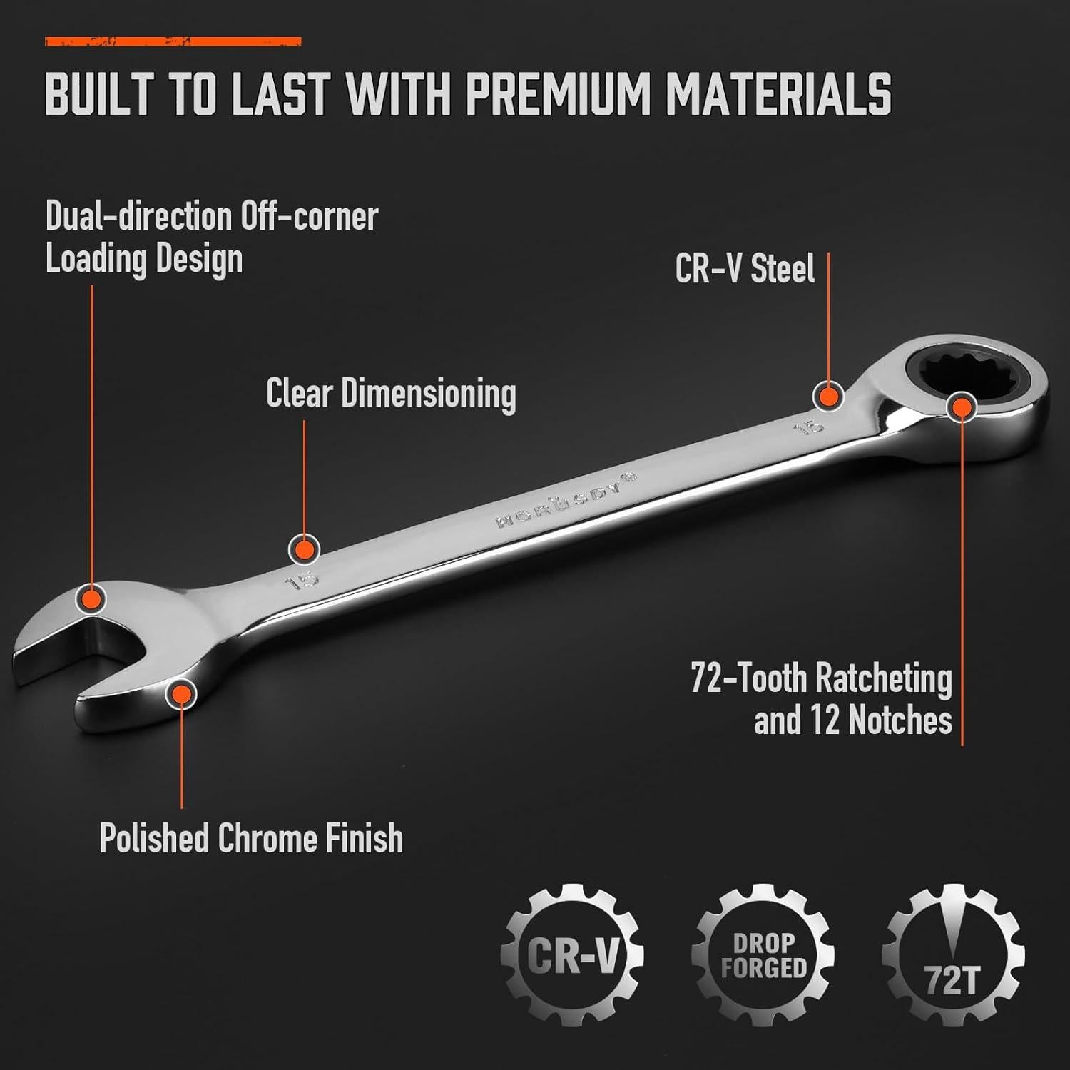 Juego de Llaves de Carraca 13 Piezas HORUSDY Acero 6-19mm