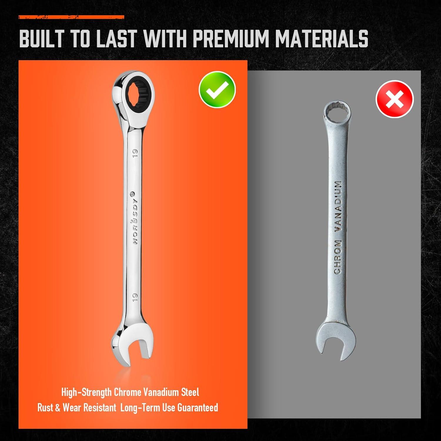 Juego de Llaves de Carraca 13 Piezas HORUSDY Acero 6-19mm