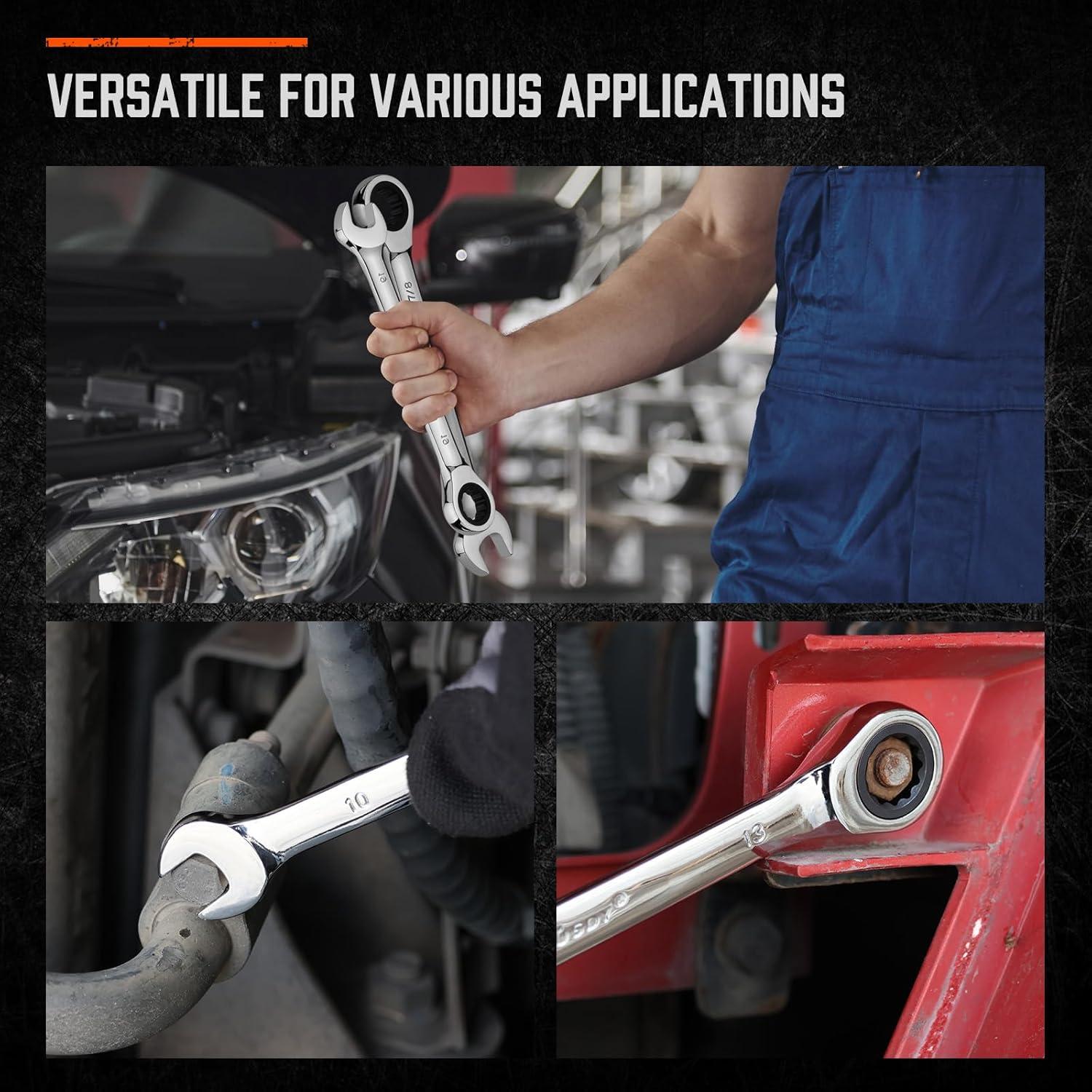 Juego de Llaves de Carraca 13 Piezas HORUSDY Acero 6-19mm