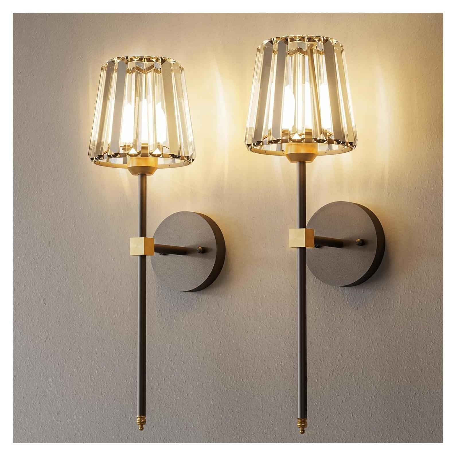 Juego de 2 apliques de pared recargables L.JUJAM negro y dorado