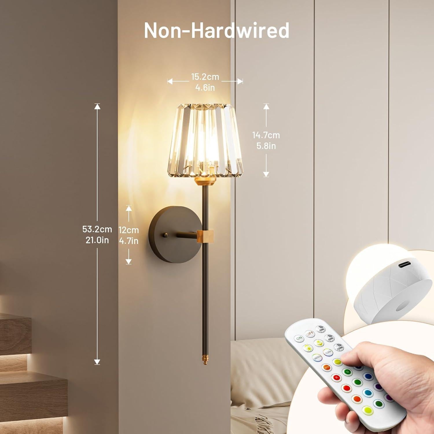 Juego de 2 apliques de pared recargables L.JUJAM negro y dorado