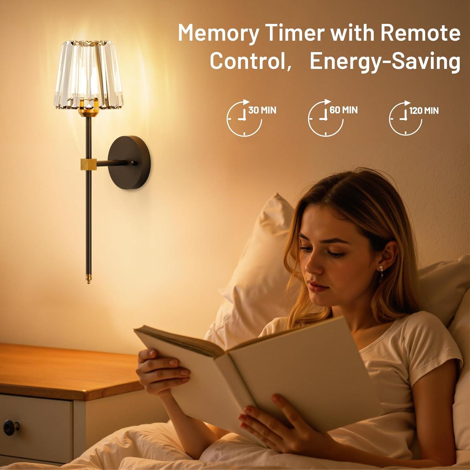 Juego de 2 apliques de pared recargables L.JUJAM negro y dorado