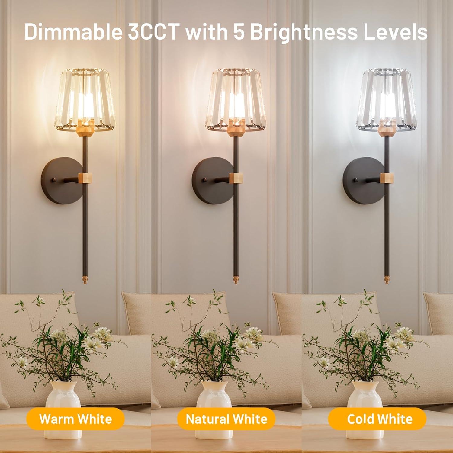 Juego de 2 apliques de pared recargables L.JUJAM negro y dorado