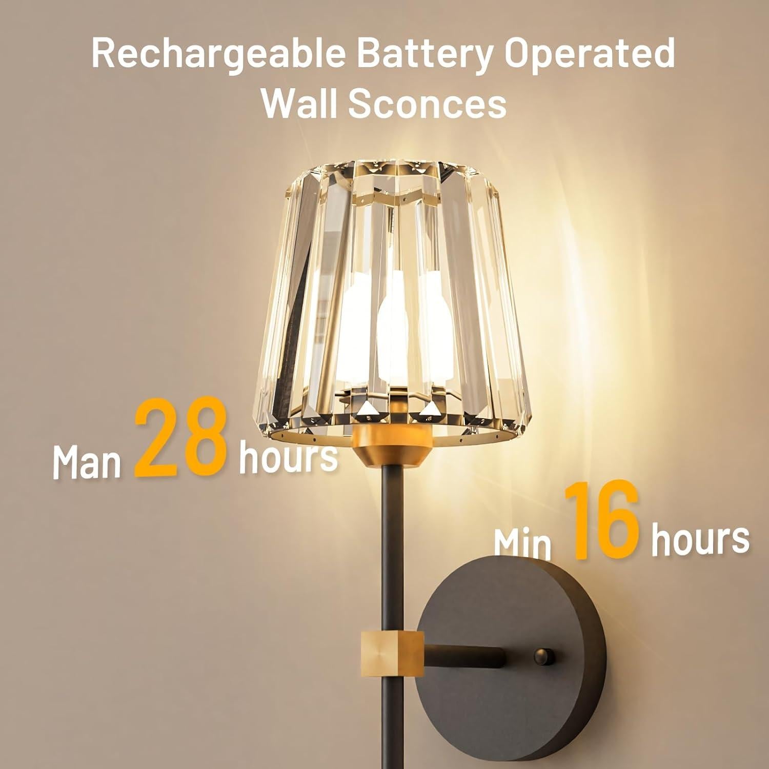 Juego de 2 apliques de pared recargables L.JUJAM negro y dorado