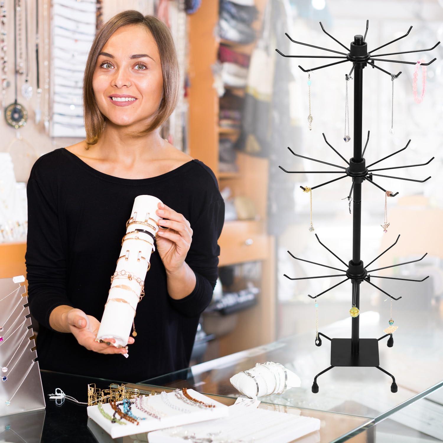 Soporte de Exhibición de Joyería QWORK Rotativo 2 Paquete Negro