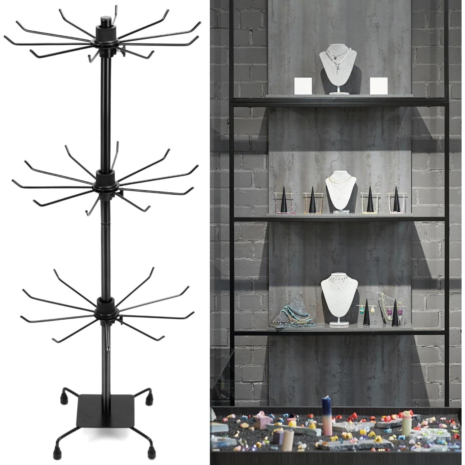 Soporte de Exhibición de Joyería QWORK Rotativo 2 Paquete Negro