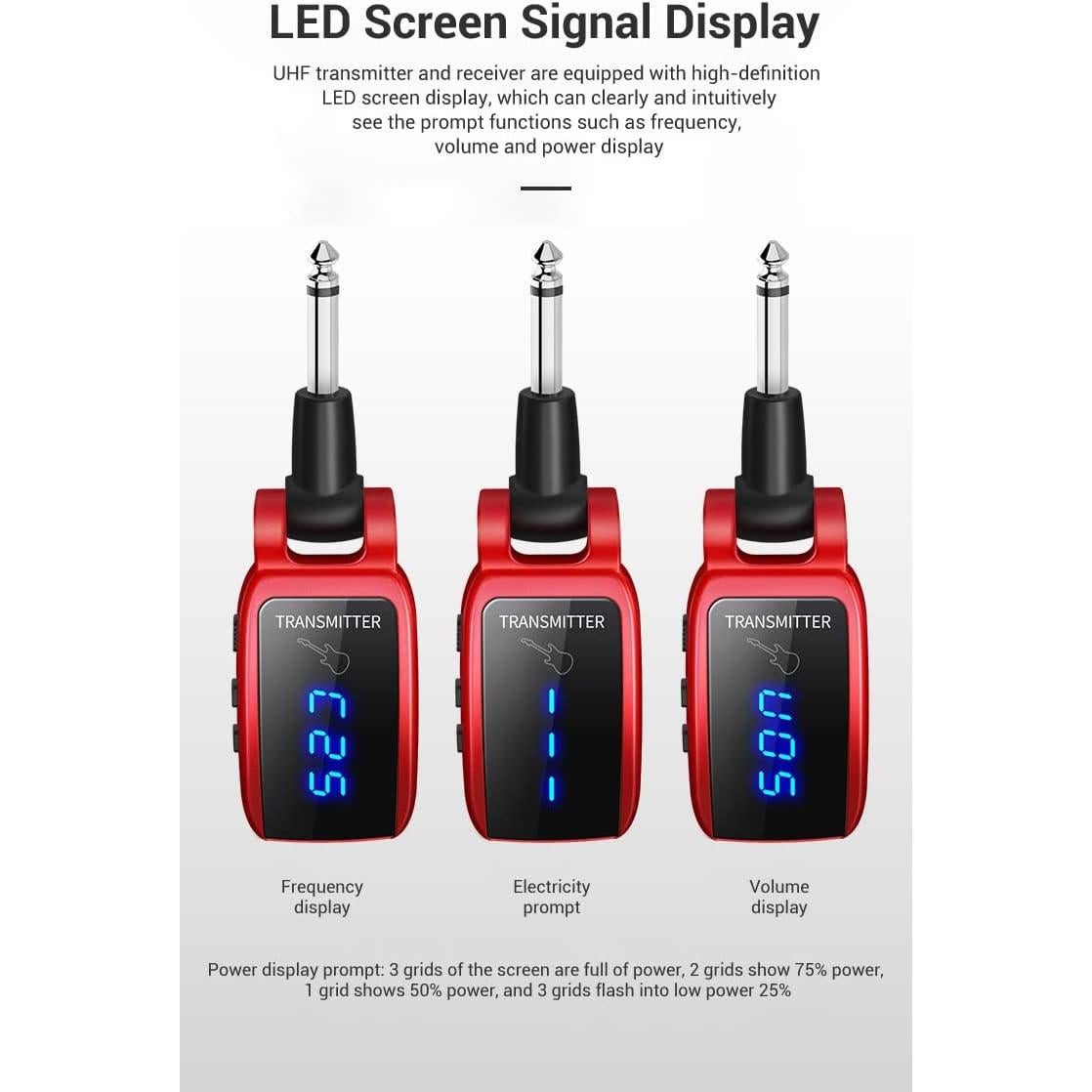 Micrófono Inalámbrico Arklove 1/4" UHF para Guitarra Negro