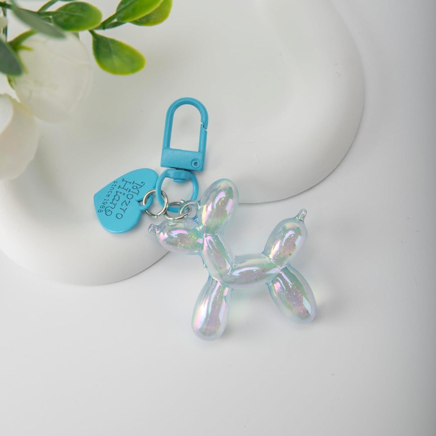 Llavero Perro Globo de Gelatina Azul Fluorescente 8cm