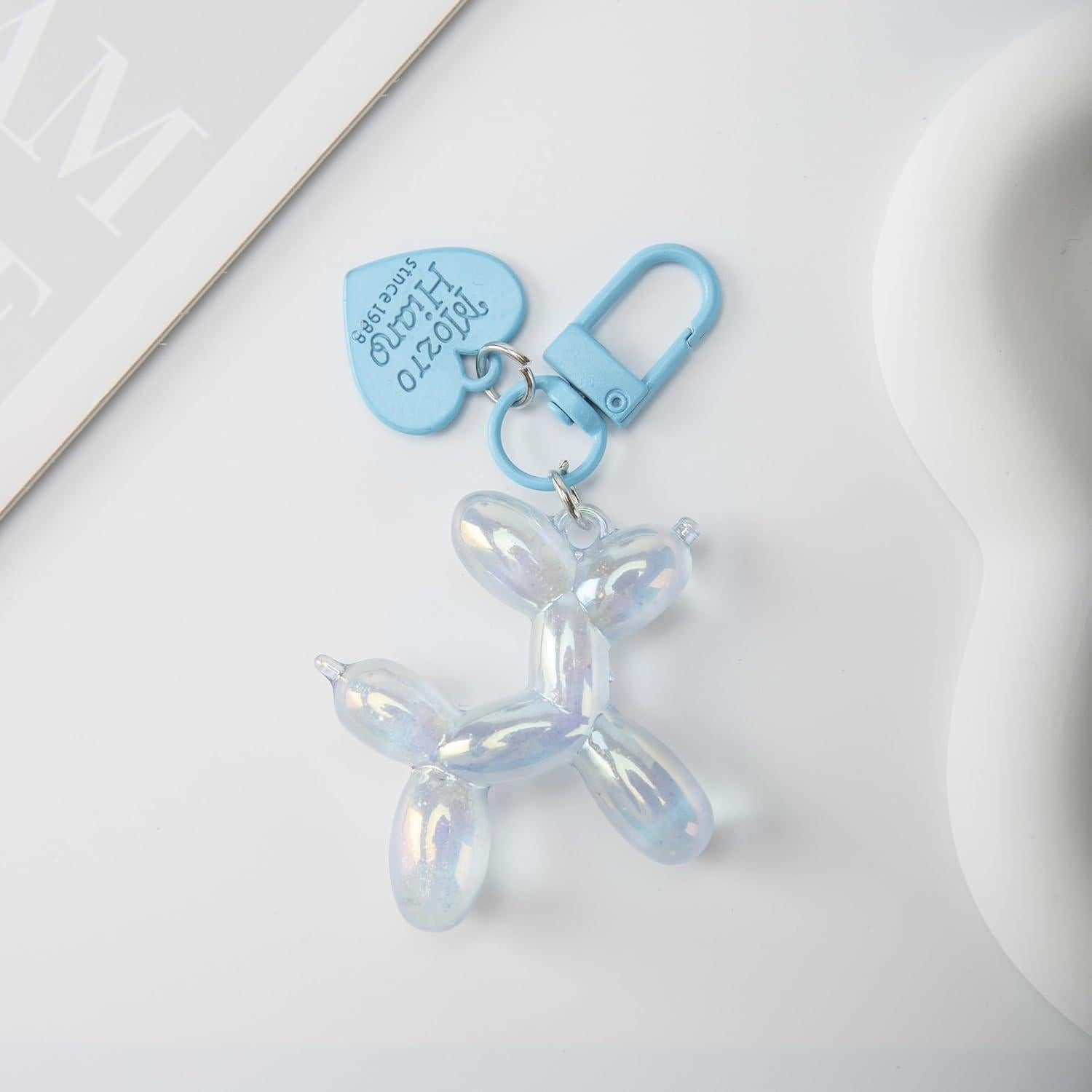 Llavero Perro Globo de Gelatina Azul Fluorescente 8cm