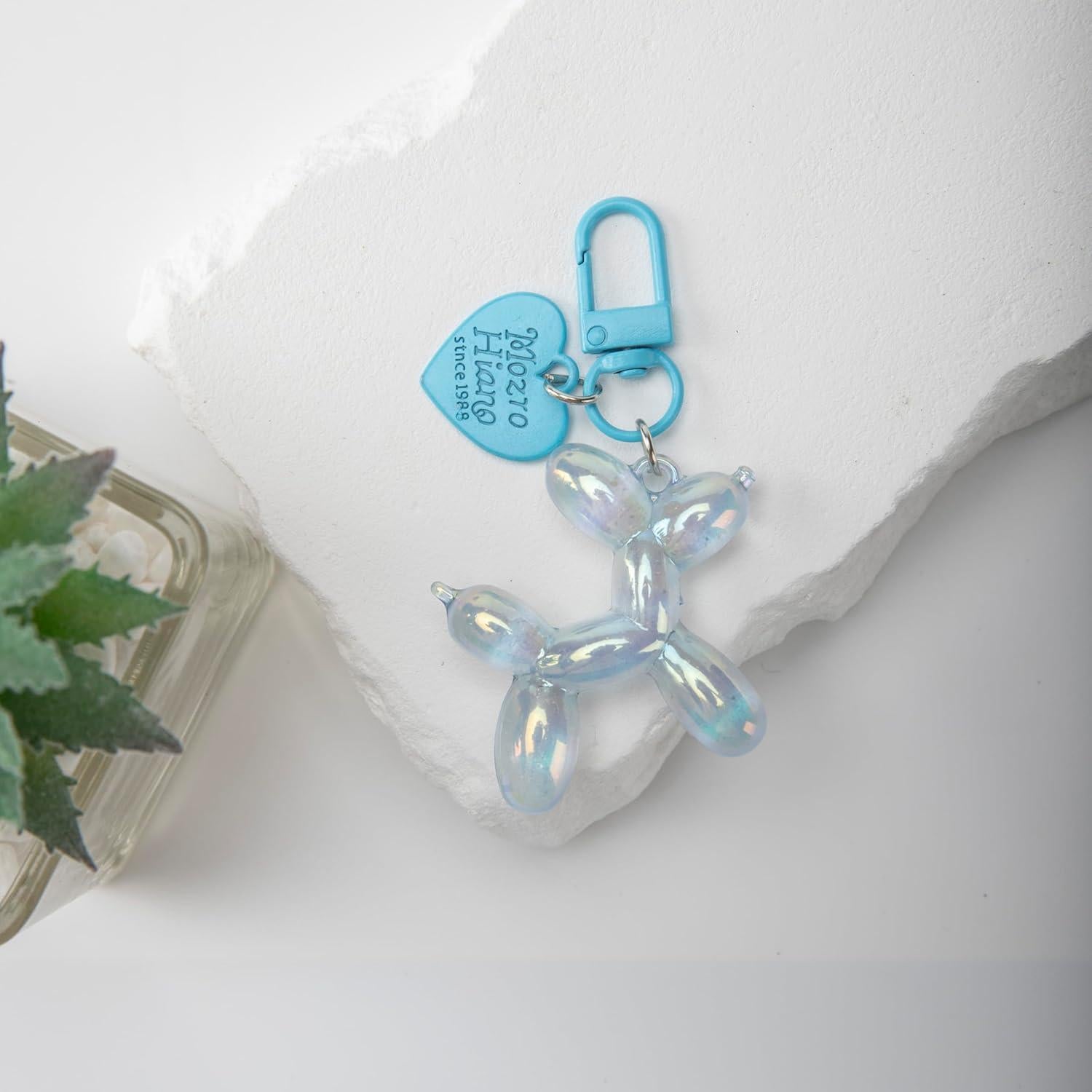 Llavero Perro Globo de Gelatina Azul Fluorescente 8cm