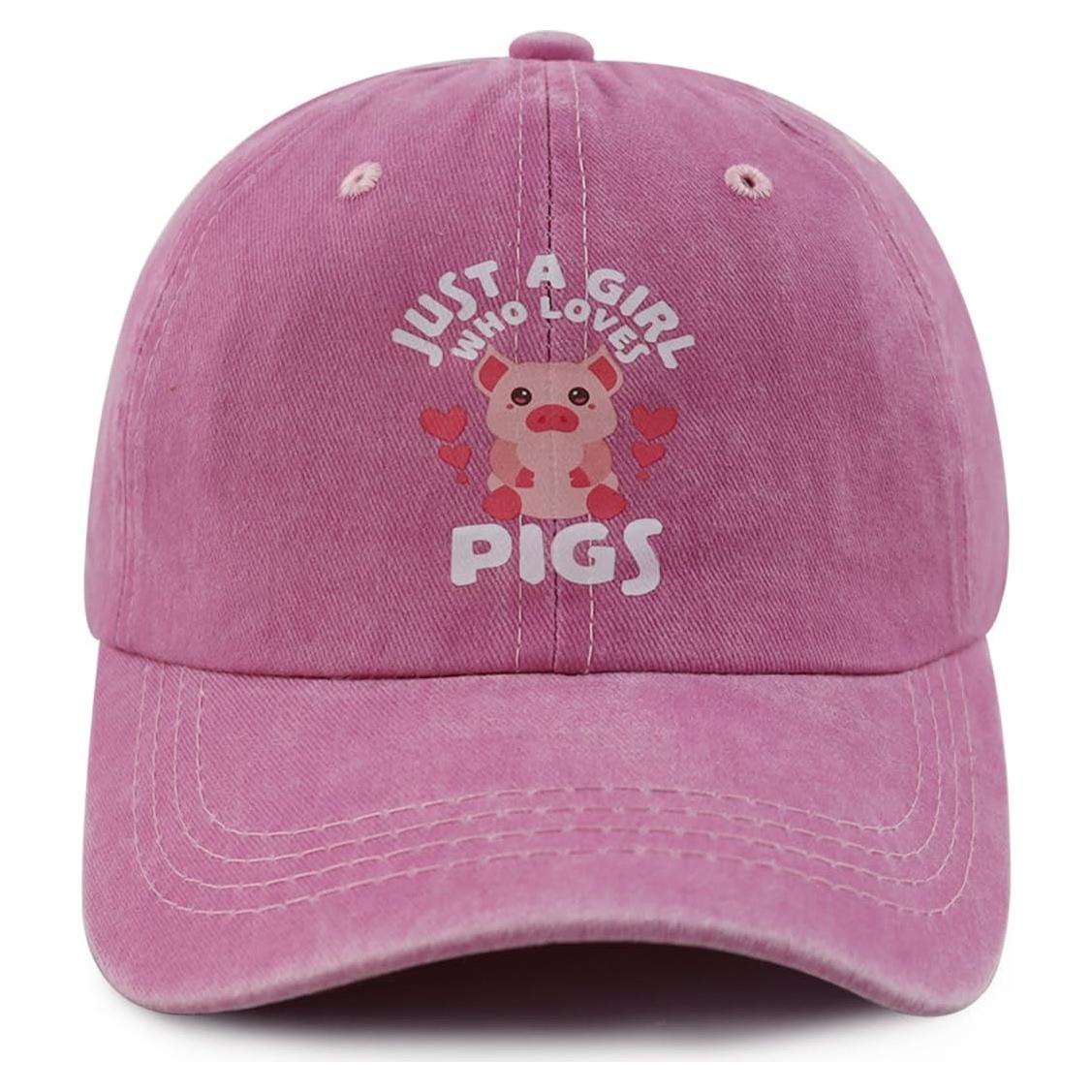 Gorra de béisbol ajustable para niñas 3-10 años - Cerdo Rosa