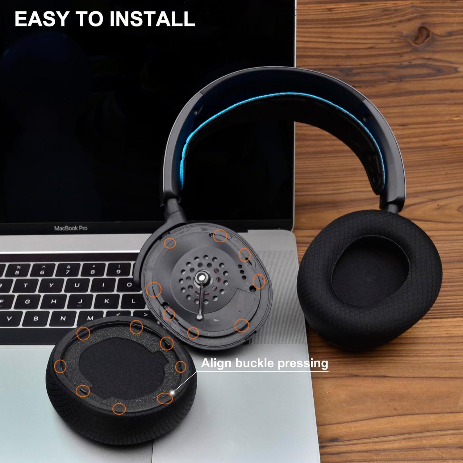 Almohadillas de Reemplazo Defean para Auriculares Steelseries Arctis Nova Pro Inalámbricos - Tela Negra