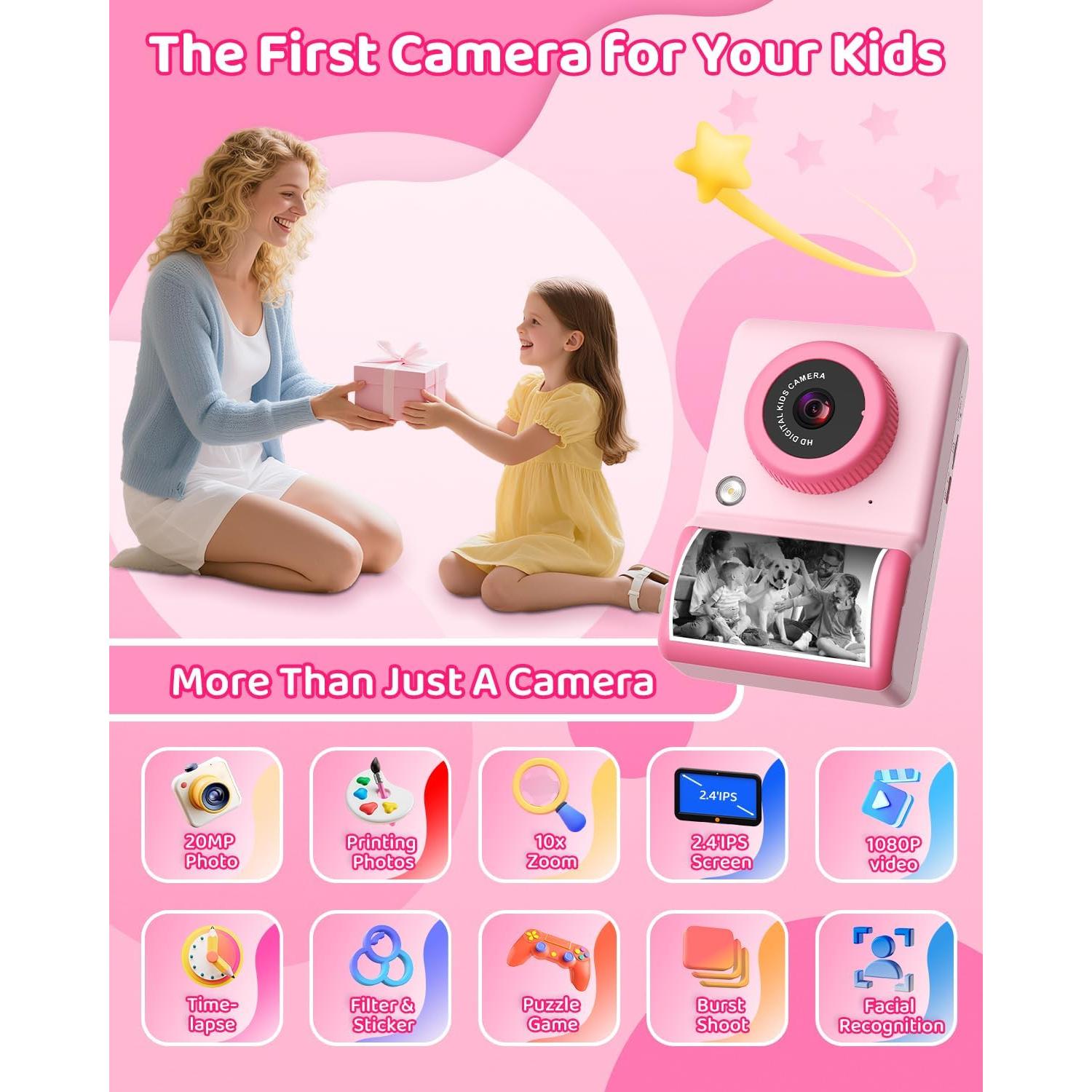 Cámara Instantánea Usteetic P86 Rosa 20MP Video 1080P