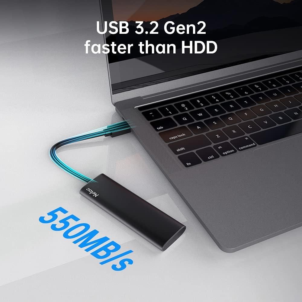 SSD Portátil Netac 1TB USB 3.2 Gen 2 Tipo-C Rápido