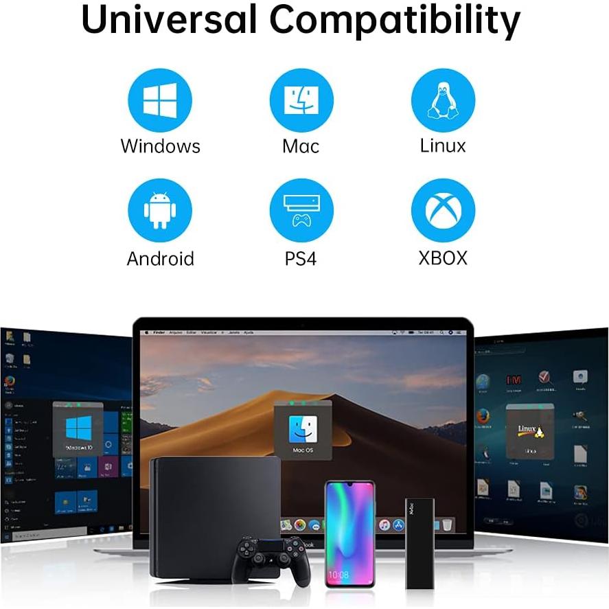 SSD Portátil Netac 1TB USB 3.2 Gen 2 Tipo-C Rápido