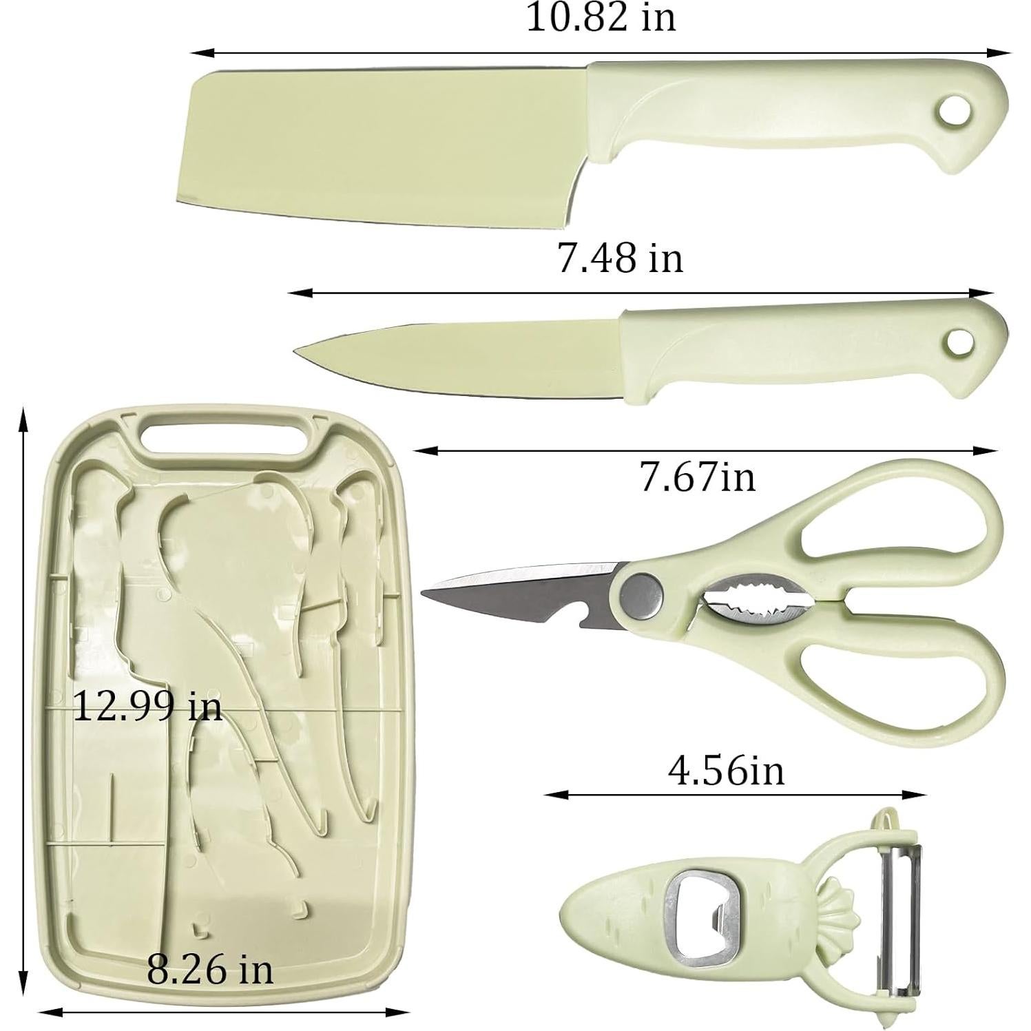 Juego de Tabla de Cortar y Cuchillos WEISHEHUG 5 en 1 Beige