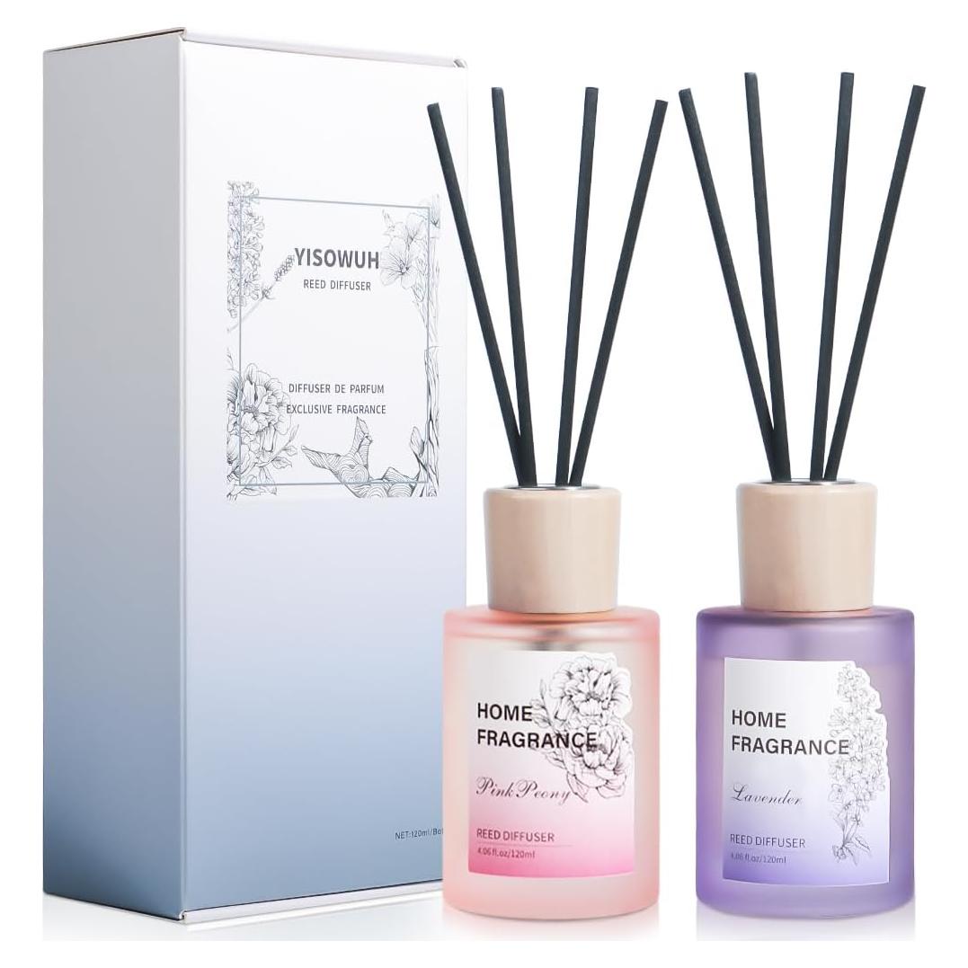 Difusor de cañas YISOWUH Lavanda y Peonía Rosa 120ml 2 Pzs