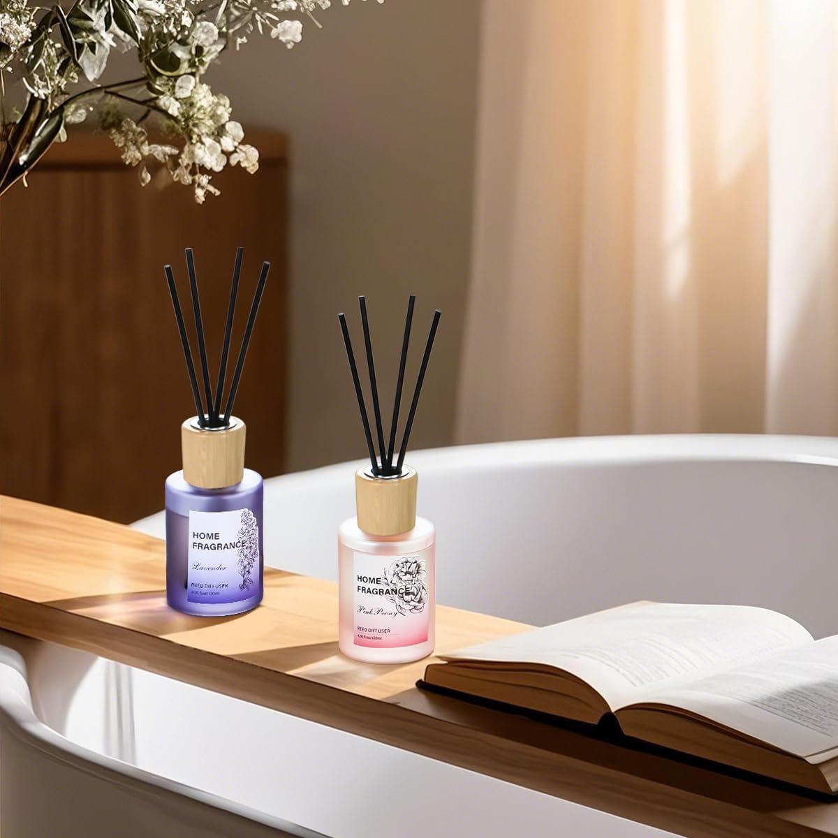 Difusor de cañas YISOWUH Lavanda y Peonía Rosa 120ml 2 Pzs