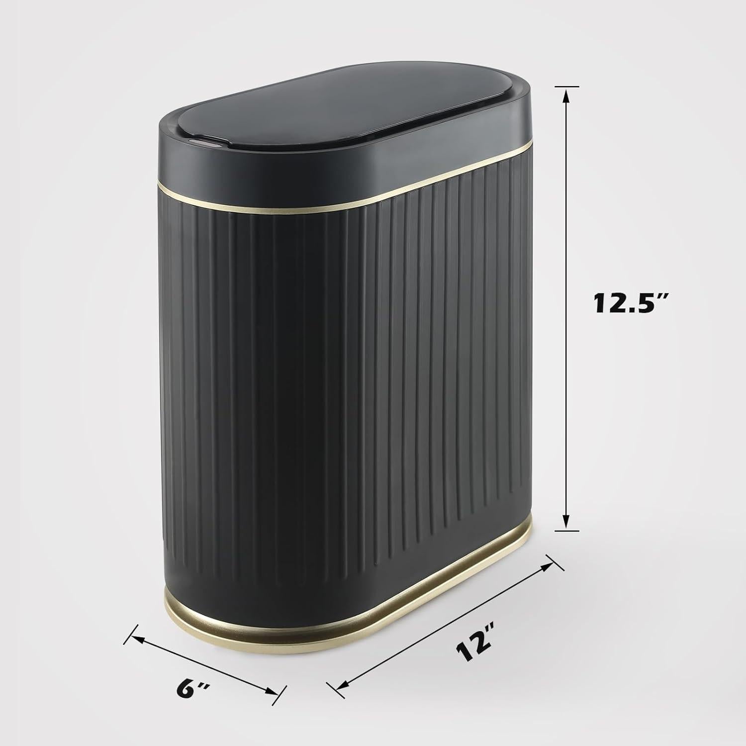 Papelera de Baño ELPHECO 7.5L Sensor Movimiento Negro-Dorado