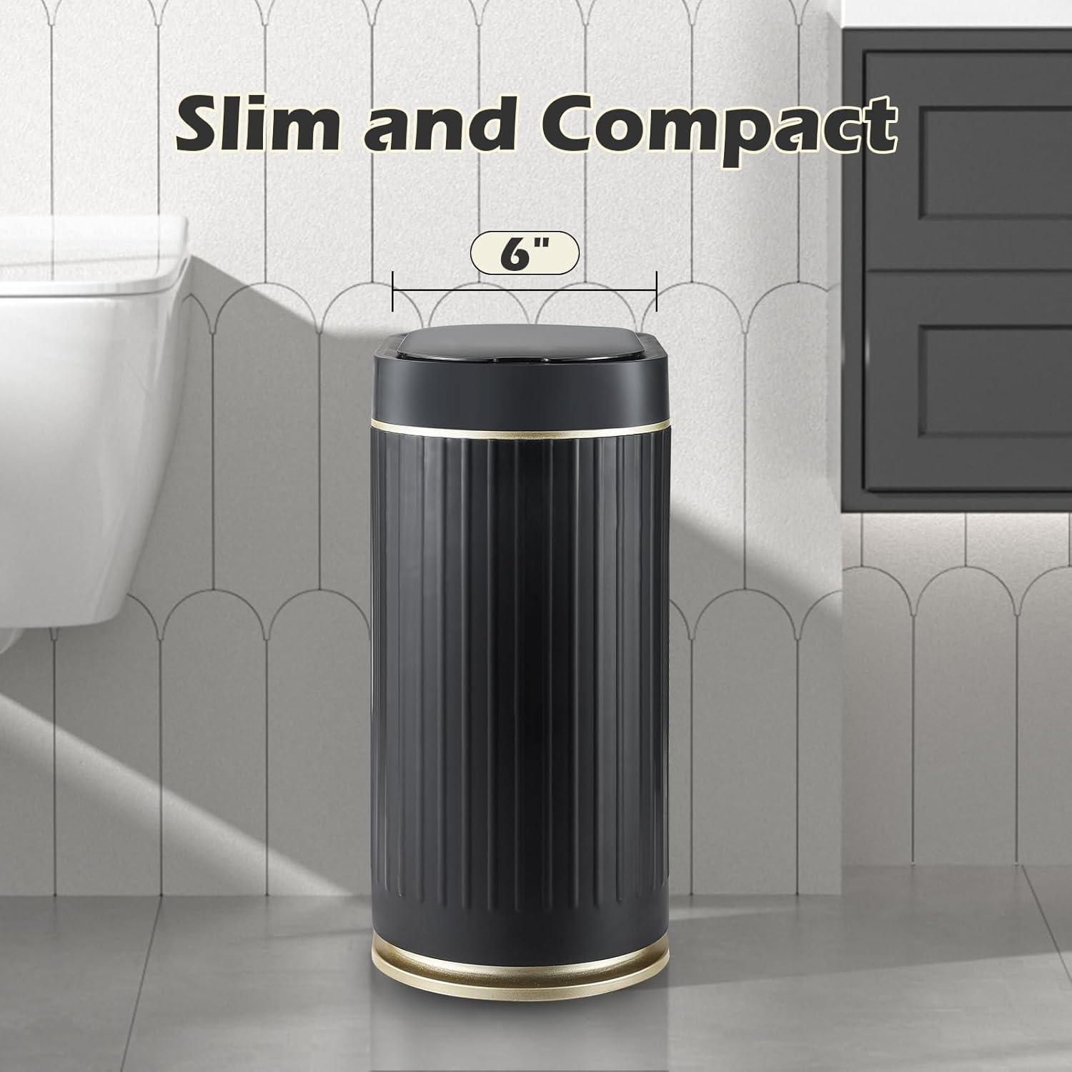 Papelera de Baño ELPHECO 7.5L Sensor Movimiento Negro-Dorado