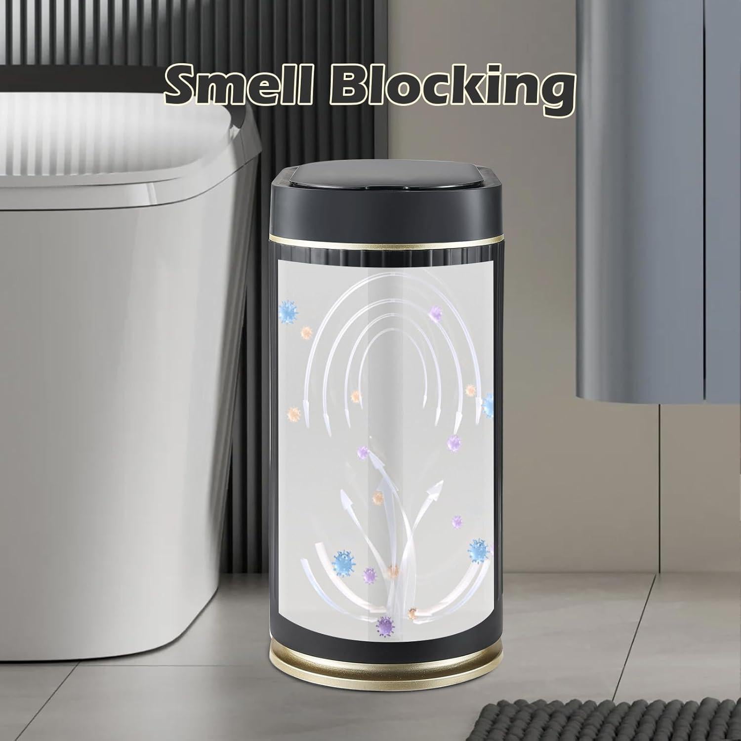 Papelera de Baño ELPHECO 7.5L Sensor Movimiento Negro-Dorado