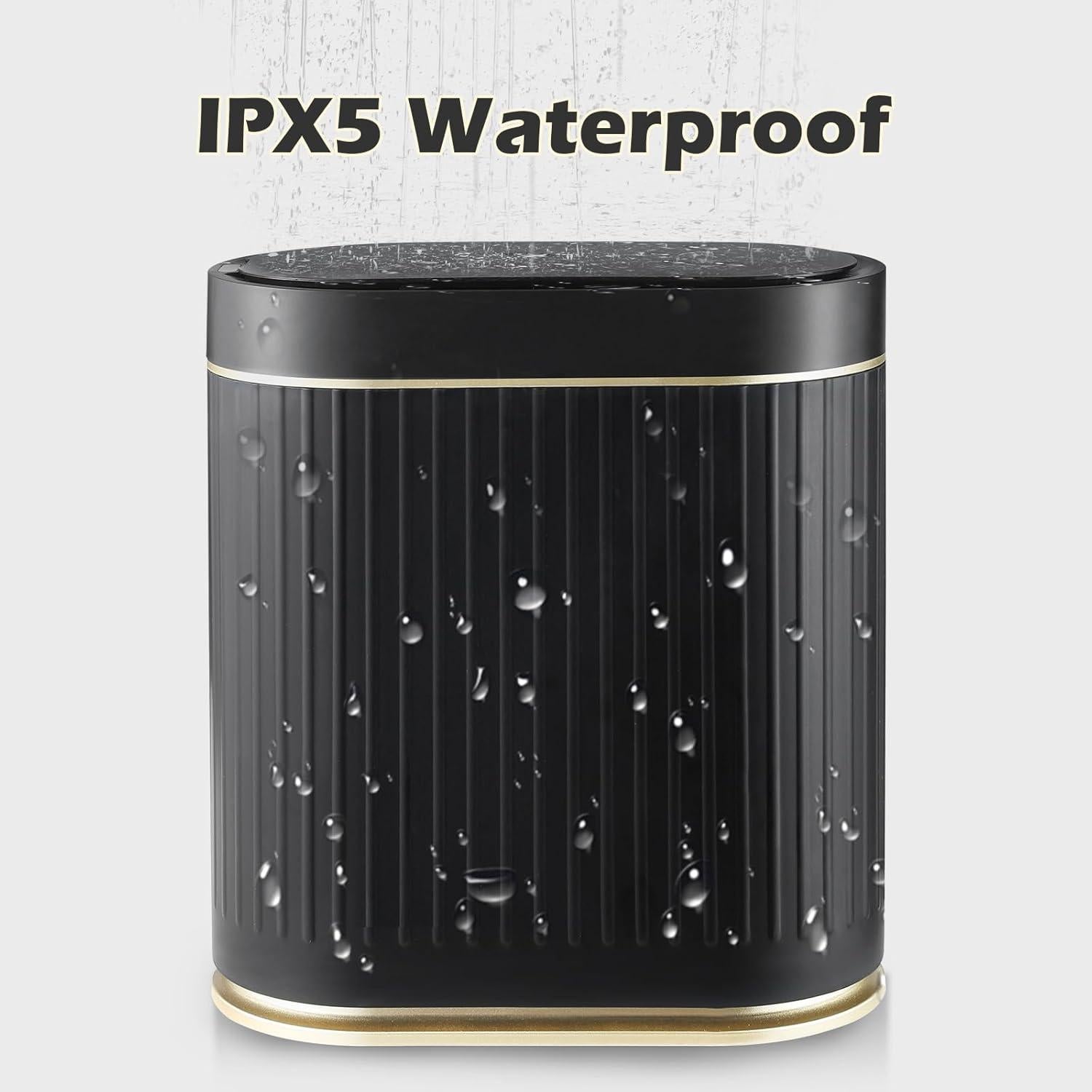 Papelera de Baño ELPHECO 7.5L Sensor Movimiento Negro-Dorado