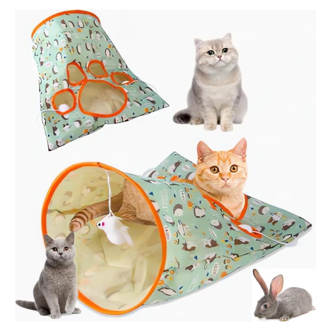 Túnel para Gatos QITUGMIN Verde 50x44.5cm con Juguetes