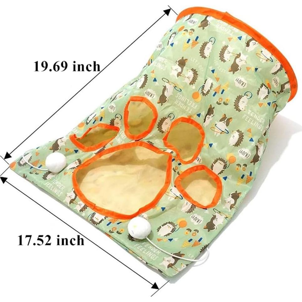 Túnel para Gatos QITUGMIN Verde 50x44.5cm con Juguetes