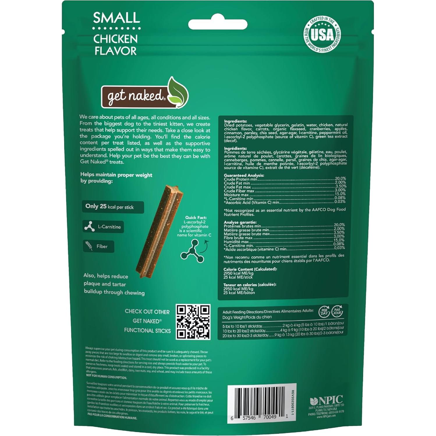 Palitos Masticables Dentales Get Naked 176.4g Control de Peso