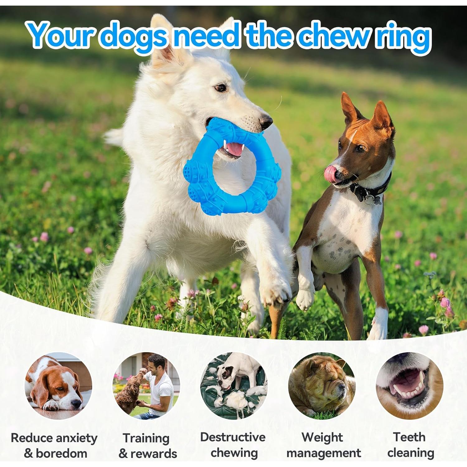 Juguete de anillo para masticar perros DAOZIJI 14cm Azul