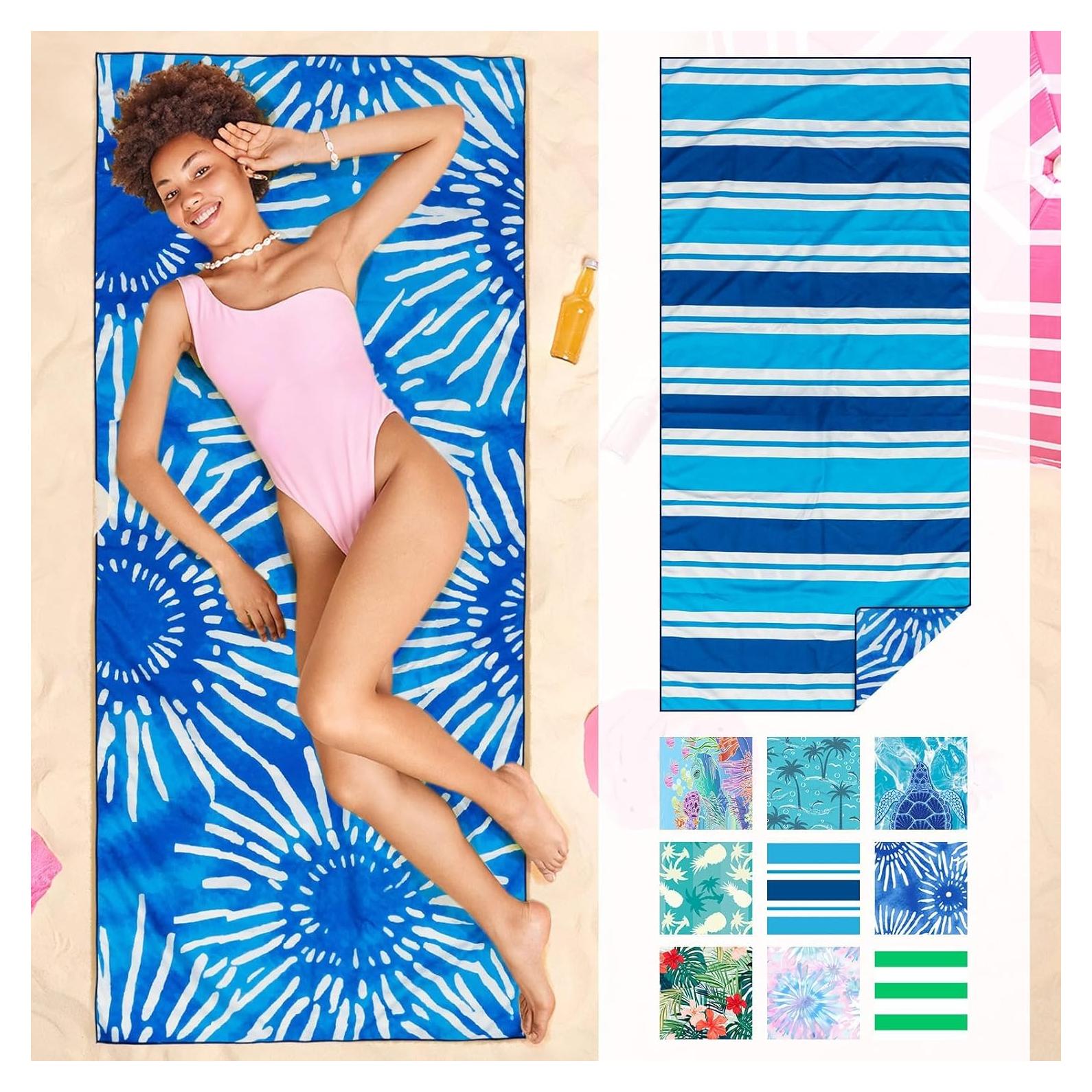 Toalla de Playa Gogreen Floral Azul 180x81 cm Microfibra Absorbente