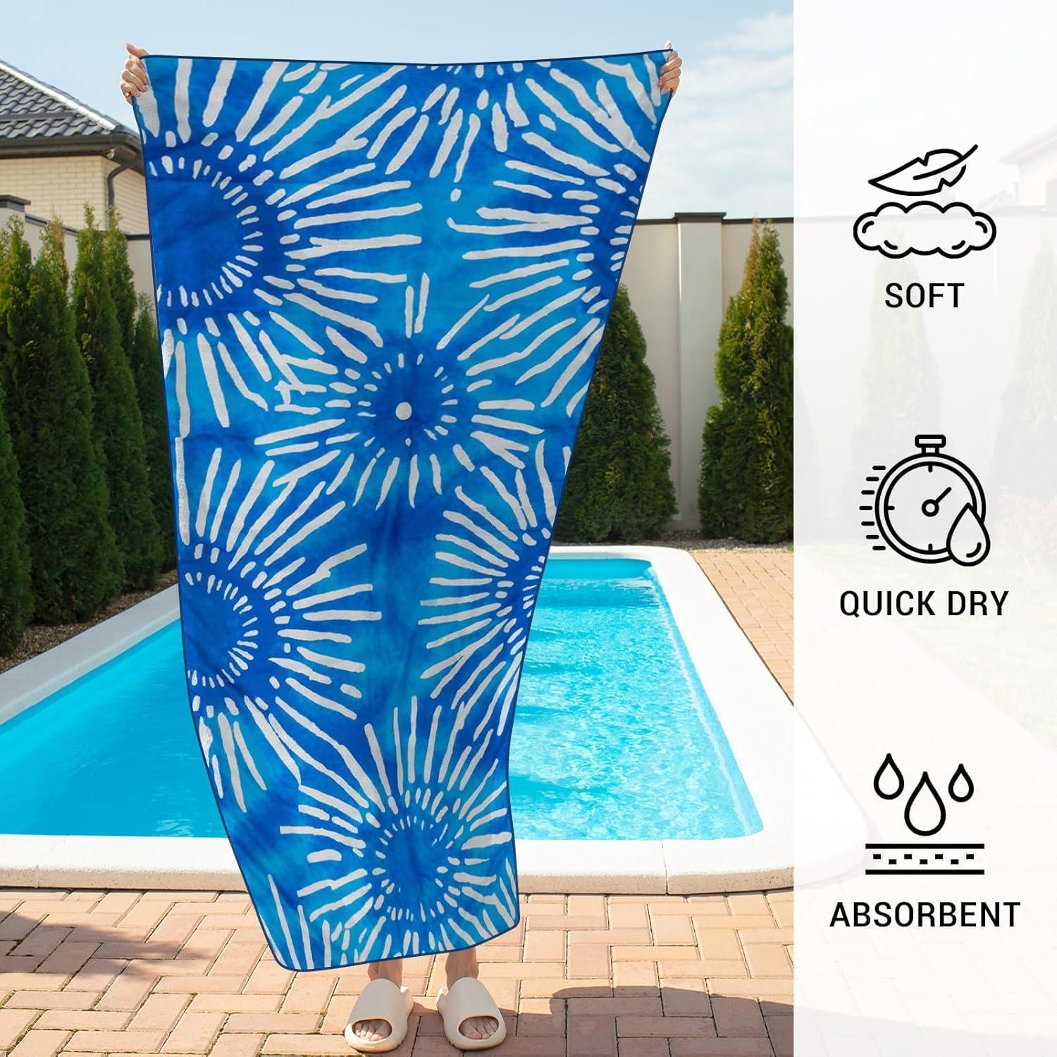 Toalla de Playa Gogreen Floral Azul 180x81 cm Microfibra Absorbente