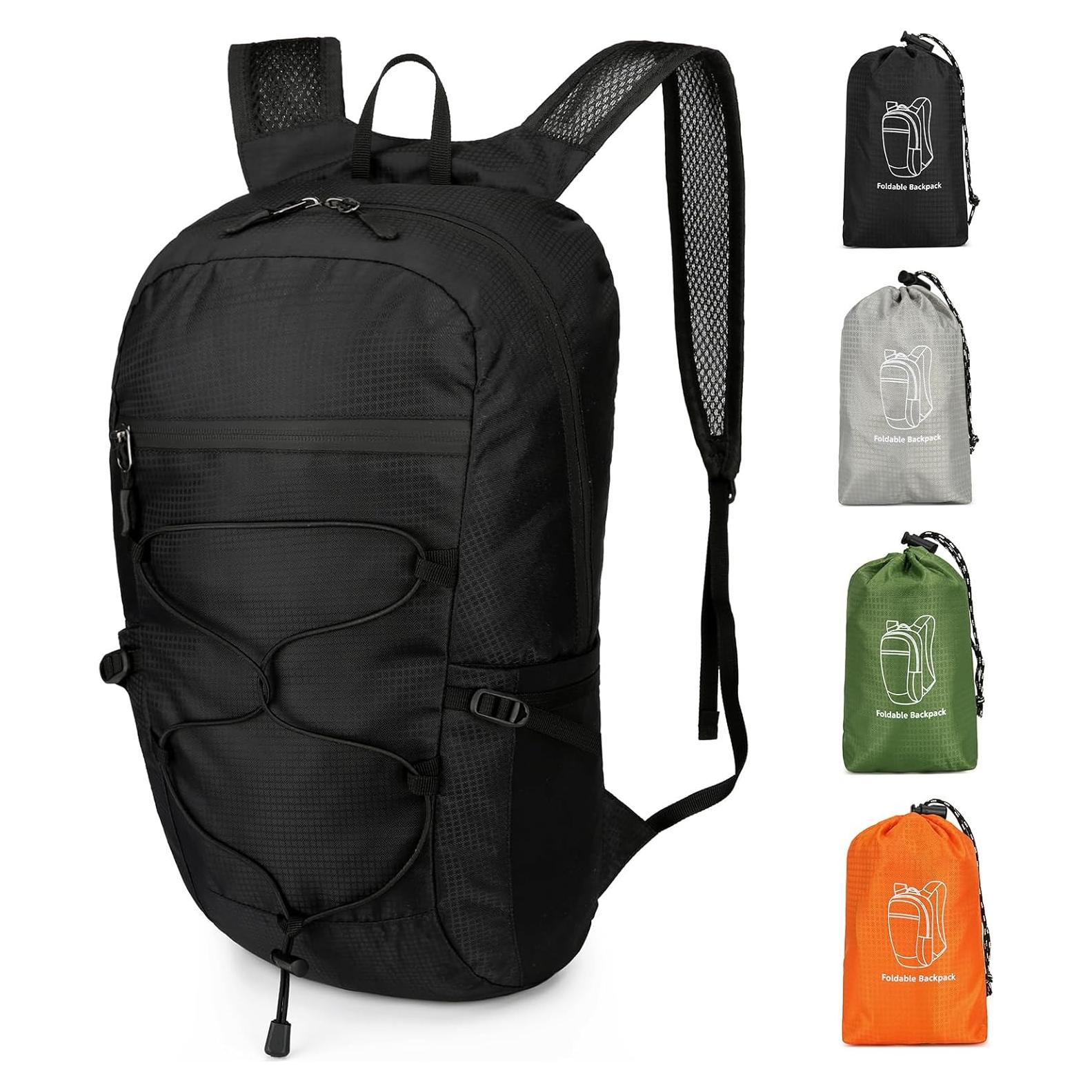 Mochila de senderismo Outplea negra 15L ultraligera y plegable