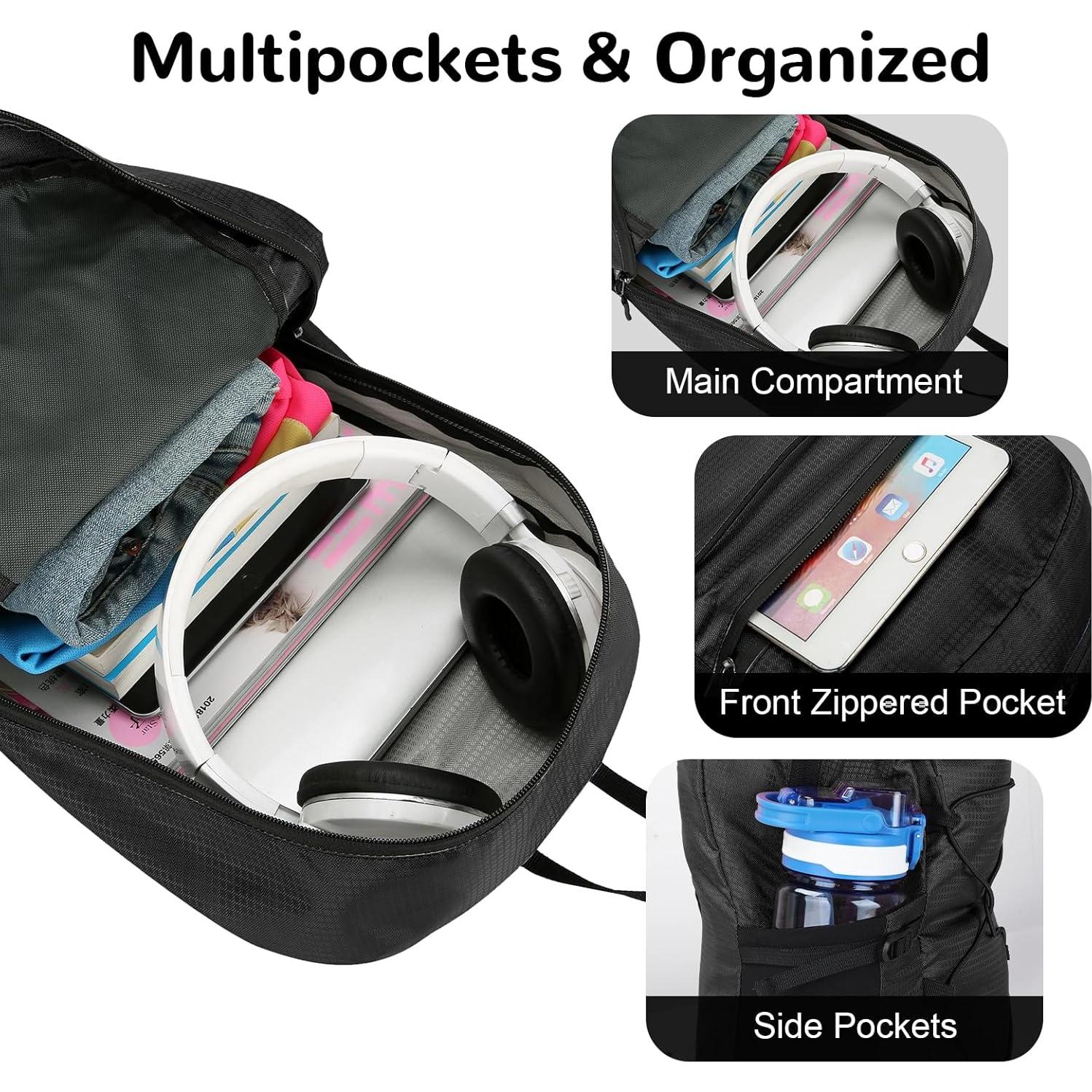 Mochila de senderismo Outplea negra 15L ultraligera y plegable