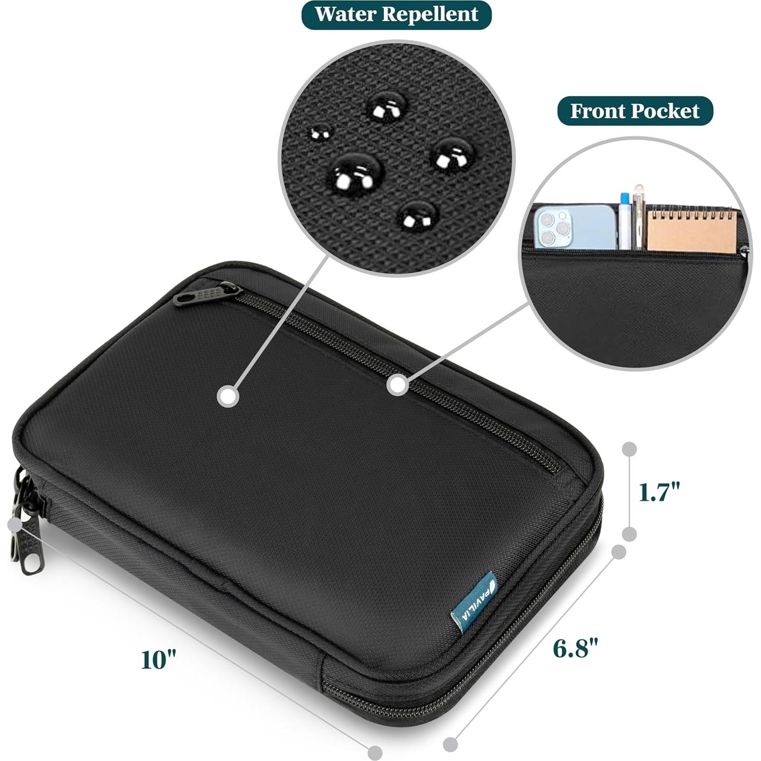 Organizador de Cables de Viaje PAVILIA Negro 25.4x17.3cm