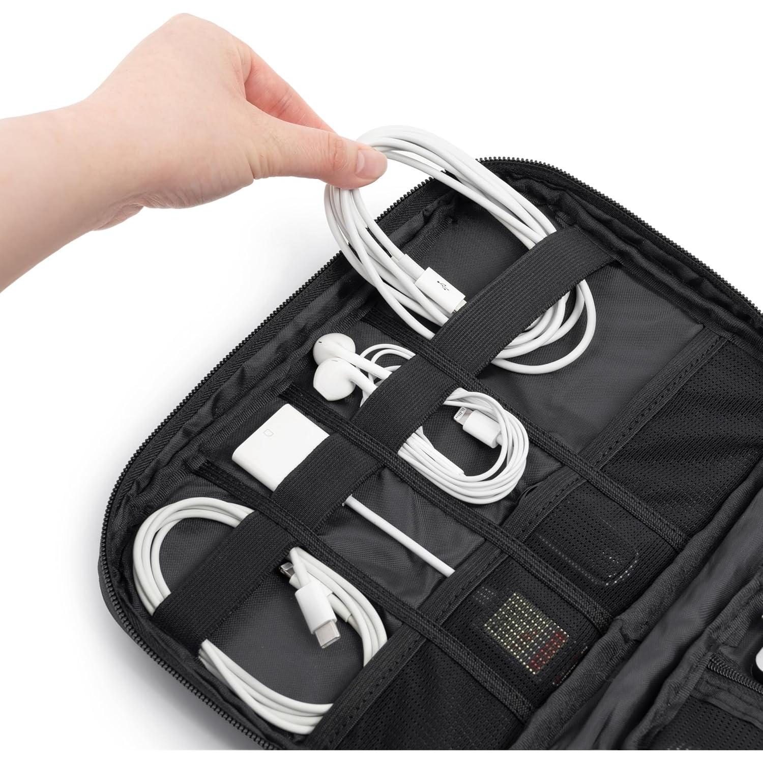 Organizador de Cables de Viaje PAVILIA Negro 25.4x17.3cm