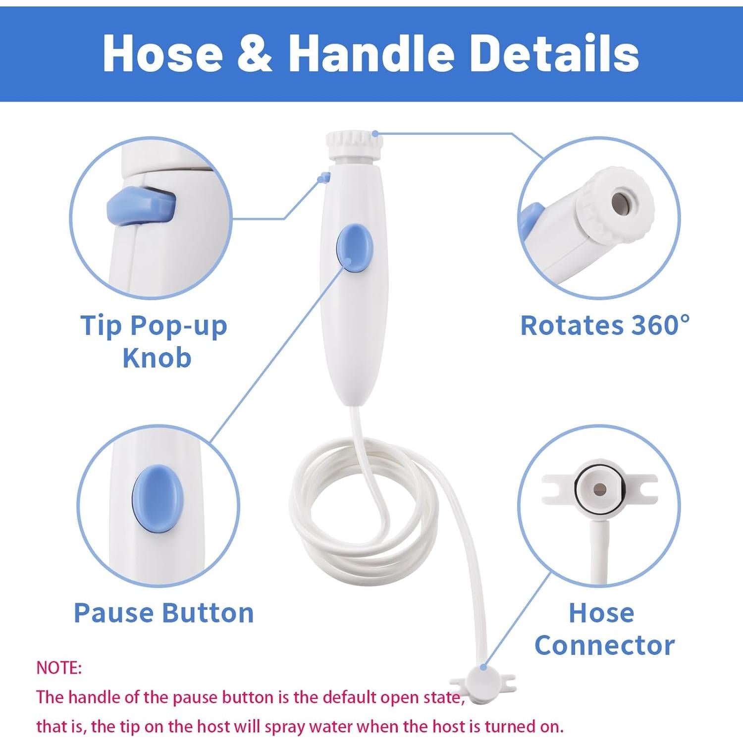 Mango y Manguera de Repuesto Oralphi para Irrigador Waterpik WP-100 WP-140 WP-150 WP-900