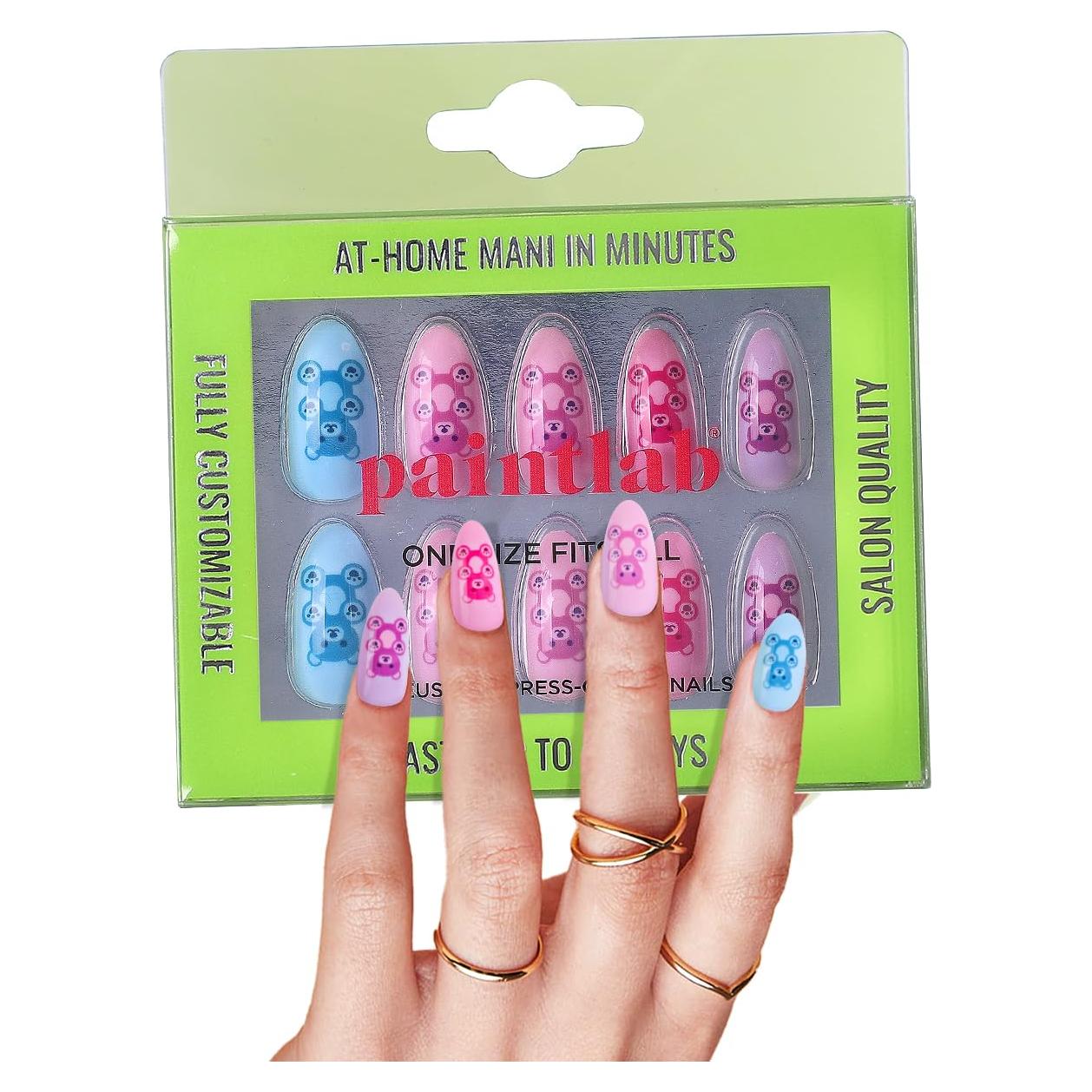 Kit de Manicura Uñas Postizas PaintLab Oso Gummy 24 Piezas