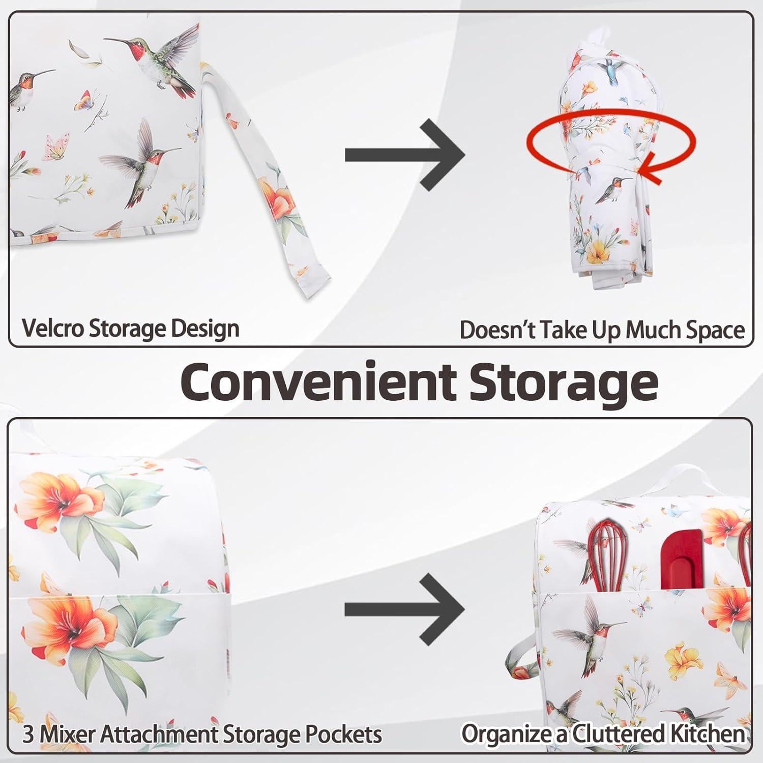 Cubierta de Polvo Kitchen Aid 4.5-5 Qt con Almacenamiento Colibrí