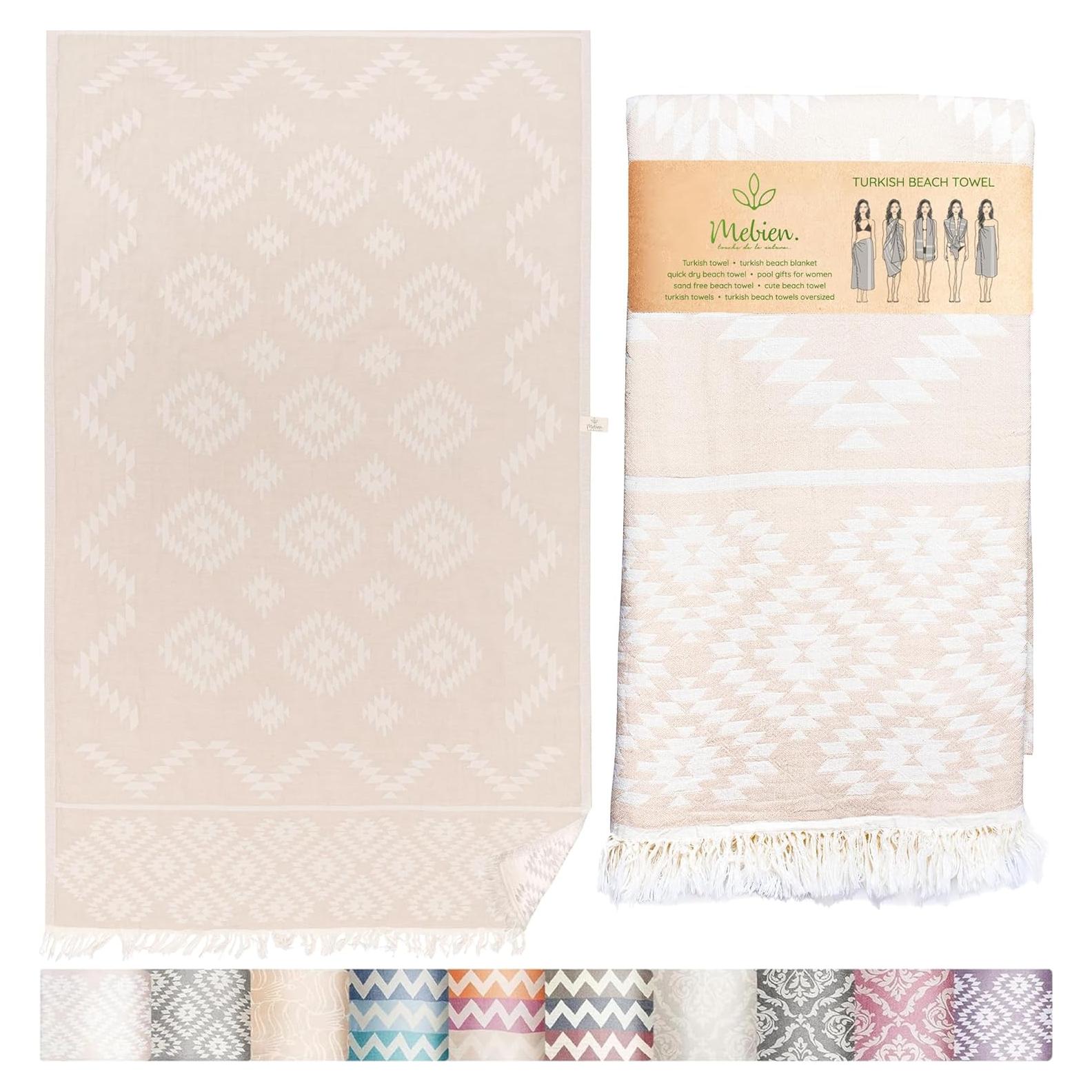 Toalla de Playa Turca Mebien 100% Algodón 89x170cm Beige