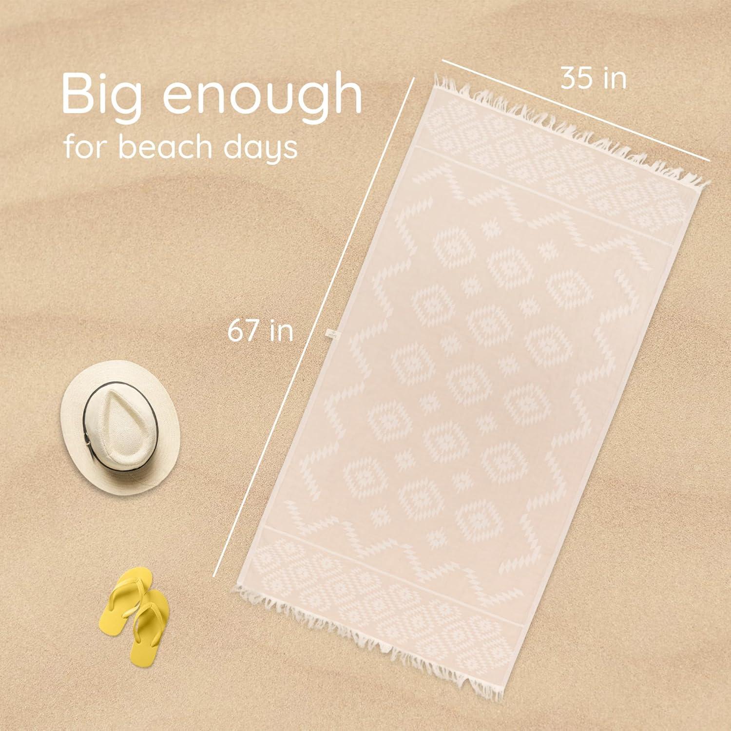 Toalla de Playa Turca Mebien 100% Algodón 89x170cm Beige