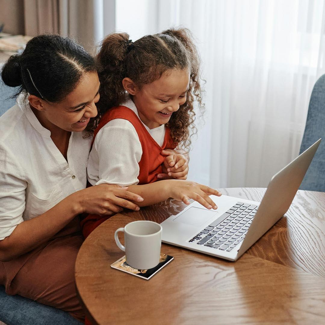 Juego de 4 Posavasos de Cerámica 3dRose Leones Divertidos