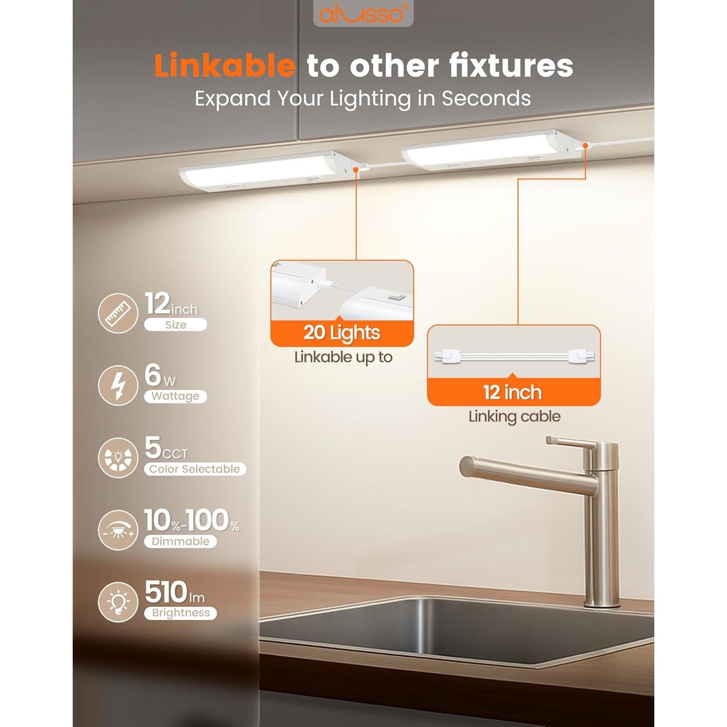 Iluminación LED Bajo Gabinete ALUSSO 12" Regulable 6W 510LM