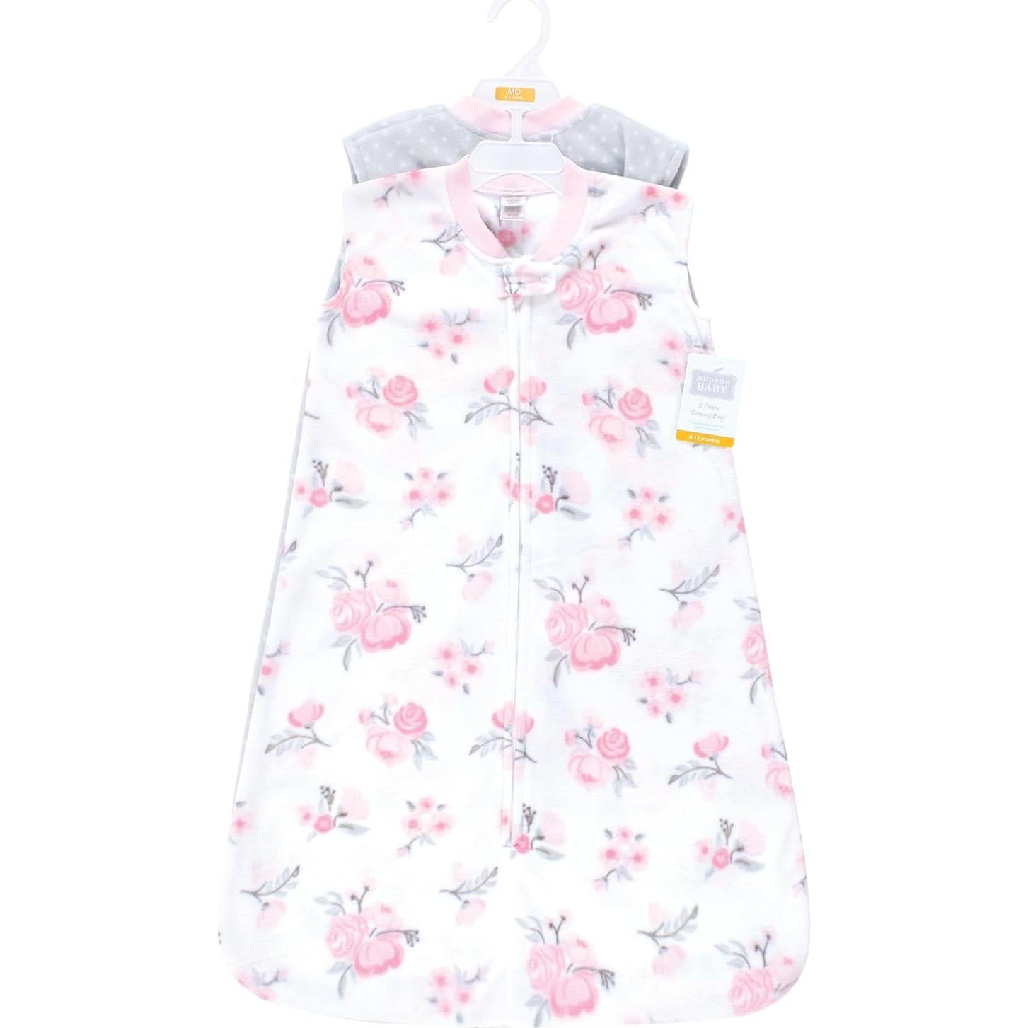 Saco de Dormir de Peluche Hudson Baby 0-6 Meses Floral Rosa 2pk